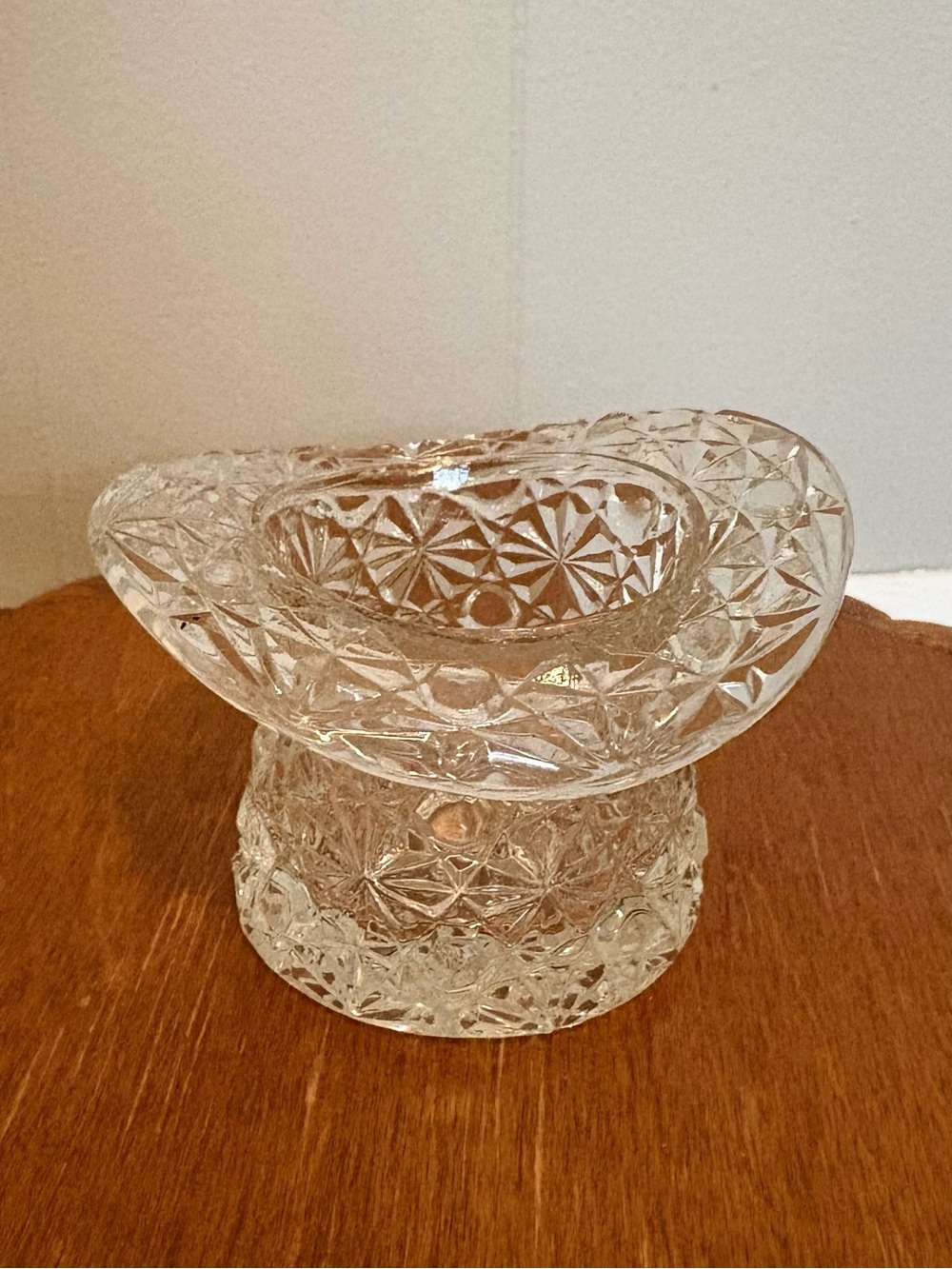 Fenton? Daisy and Button Top Hat Tooth Pick Holder/Candle Holder Clear Glass